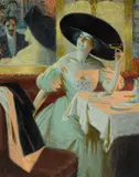 Wellington J. Reynolds, Au café Parisienne, oil on canvas