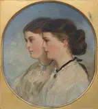 Sir Francis Grant Ra, Double portrait of the artist's daughters, Elizabeth and Rachel (or possibly Rebecca and Rachel), quarter length, oil on board