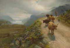 Joseph Farquharson Ra, To Valley Pastures, Loch Maree, oil on canvas