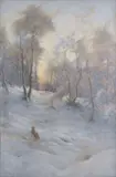 Joseph Farquharson Ra, Fox and pheasant in snow, oil on canvas