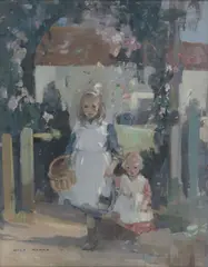 Hugh Munro, The morning stroll, oil on canvas, laid on card