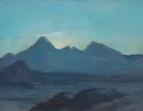 The Hills of Skye by Sir David Young Cameron Ra Rsa Rws Rsw Re, oil on panel, sold Oct 2021