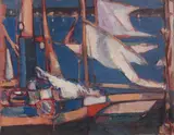 John Duncan Fergusson Rba, Boats at Royan, oil on board