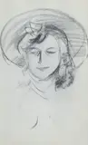 John Duncan Fergusson Rba, Girl with hat and bow in her hair
