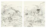 Carlfriedrich Claus, Allegorischer Essay für Werner Schmidt, 1965, Tuschfeder auf dünnem Transparentpapier (beidseitig bezeichnet)