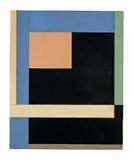 Walter Dexel, Rot-Blau-Schwarz“ („Collage rot-blau-schwarz“), 1926, Collage auf leichtem Karton