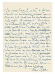 Martin Buber, Manuskript über den „Unfrieden, 1954, Kugelschreiber auf Papier