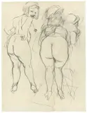 Weibliche Akte by George Grosz, Um 1929, Bleistift auf zwei vom Künstler aneinandergefügten Blatt Papier, sold Dec 2016