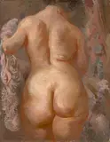George Grosz, Nude with a pink scarf, 1938, Öl auf Leinwand auf Karton