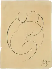 William Wauer, Zwei Körper, Um 1918, Tuschfeder auf leichtem Karton
