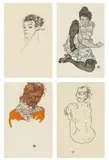 Egon Schiele, Handzeichnungen. 1910-18/20, Orig.-Halbleinenmappe mit 15 Lichtdrucken nach Zeichnungen, auf Papier, mit Titelblatt und Inhaltsverzeichnis