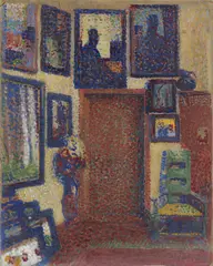 Arthur Segal, Atelier Interieur, 1909, Öl auf Pappe