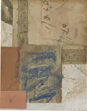 Kurt Schwitters, Ohne Titel (8.7. 0/1), Merzzeichnung, 1947, Collage, Öl, Deckweiß und Kreide auf Pappe. Auf Karton aufgezogen