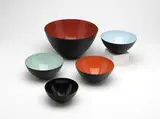 Herbert Krenchel, Group of Krenit bowls (5), 1953, Enameled steel