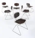 French leather chairs (6) by Michel Cadestin and Georges Laurent, c. 1970, Teda, sold Dec 2008