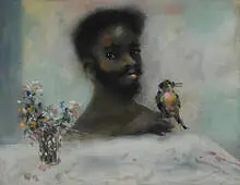 Karl Priebe, St. Julian with Bird, 1976, casein on wove paper