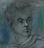 Karl Priebe, untitled (Portrait), 1942, casein on paperboard
