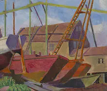 Barbara Rosser, Boatyard, oil on board