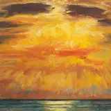 Light on the Sea, Evening by John Houston Obe Rsa Rsw Rgi Ssa, oil on canvas, sold Oct 2021