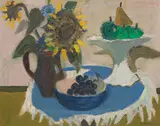 David McClure Rsa Rsw Rgi, Sunflowers and Green Apples, oil on board
