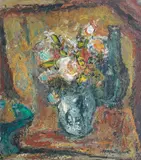 Still Life; Yellow and White by Sir William MacTaggart Pprsa Ra Frse HonRSW Lld, oil on board, offered Oct 2021