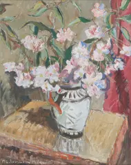 John Maclauchlan Milne Rsa, Prunus Blossom in a Jug, oil on canvas