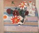 Dahlias by Sir William George Gillies Cbe Lld Rsa Pprsw Ra, oil on canvas, sold Oct 2021