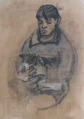 Joan Eardley Rsa, Boy and Cat, pastel and charcoal