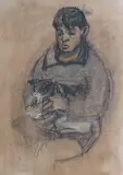 Joan Eardley Rsa, Boy and Cat, pastel and charcoal