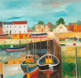 Port Seton by John Bellany C.B.E., R.A., H.R.S.A., L.L.D., oil on canvas, sold Oct 2021