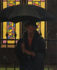 Jack Vettriano Obe Hon Lld, The Umbrella Lady, oil on canvas