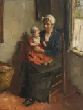 Bernard de Hoog, Mother and child in an interior
