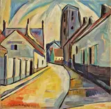 Helmuth Macke, Straßenszene, 1921, Öl auf Leinwand