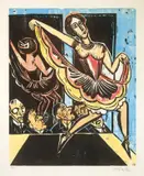 Max Pechstein, Tänzerin im Spiegel, 1923, Farbholzschnitt auf Velin