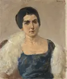 Max Liebermann, Porträt einer unbekannten Dame mit Federboa, 1921, Öl auf Leinwand