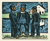 Max Pechstein, Klönende Fischer, 1923, Farbholzschnitt auf Velin
