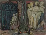 Gustav Kluge, Die Waage, 1990, Öl auf Leinwand