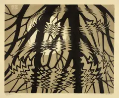 Rimpeling“ (Rippled surface) by M. C. Escher, 1950, Farblinolschnitt auf Japan, sold Nov 2011