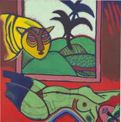 Guillaume Cornelis van Beverloo, LE TIGRE AMOUREUX, 1979, Acryl auf Leinwand, im Künstlerrahmen