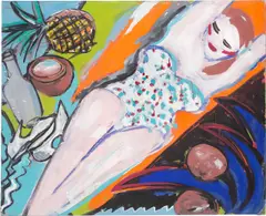 Elvira Bach, Am Strand, 1982, Kunstharz auf Leinwand