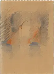 Kopf im Profil by Oskar Schlemmer, Farbstift und Bleistift auf Papier (aus einem Skizzenblock), sold May 2024