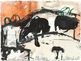 Emil Schumacher, GG-20/1994, 1994, Dispersion und Tempera auf Bütten