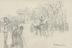 Max Liebermann, Berlin ,Unter den Linden' mit Brandenburger Tor, 1910, Bleistift auf Papier (aus einem Skizzenbuch)