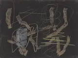 Fritz Winter, 54 I 5, 1954, Öl auf hellbraunem Papier, auf Leinwand aufgezogen
