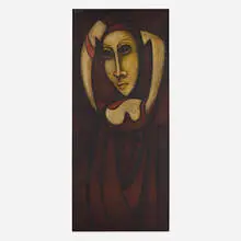 figure by Charles Sebree, oil on Masonite, sold Mar 2020