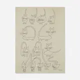 Saul Steinberg, Untitled (Cats)