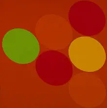 Matrix-on Orange (Sextet in Orange) by Oli Sihvonen, 1966, oil on masonite, sold May 2004