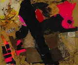 Ernst Leyden, La Bardelle, 1960, mixed media collage on masonite