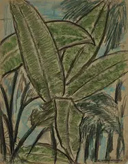 Abraham Walkowitz, untitled (Leaves), 1904, pastel and crayon on paper