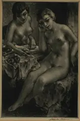 Alessandro Mastro Valerio, untitled (Two Nudes), drypoint